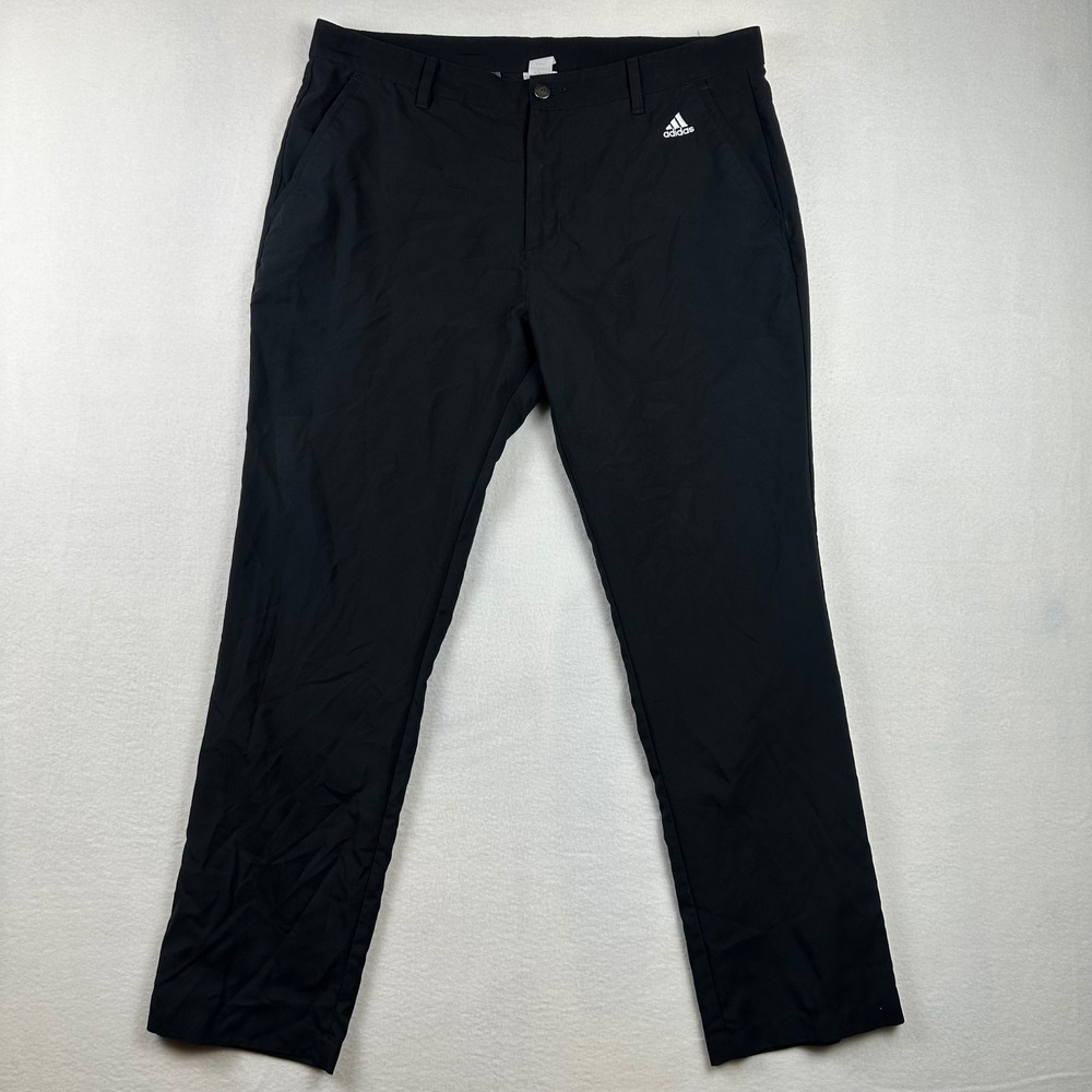 Adidas Golf Pants Mens 38x32 Black Performance Athletic Flat Front Gorpcore